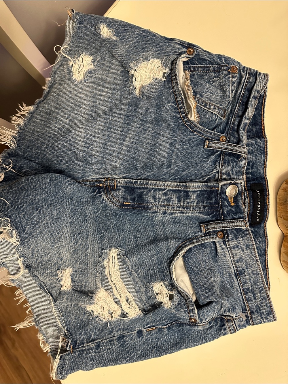 Aeropostale Frayed Light Blue Denim Cutoff Shorts